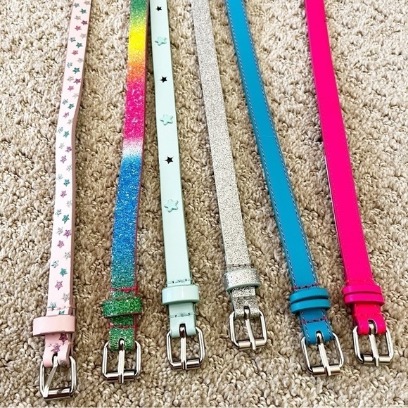 Target Girls Skinny Belts Size S Pink Blue Silver Rainbow Stars Colorful Lot 5x - Picture 1 of 9